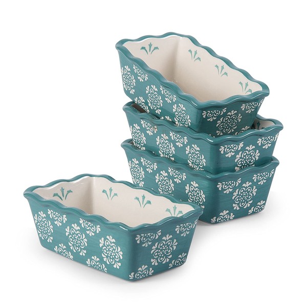 Original Heart Loaf Pan Ceramic Bread Pan, 4pcs Mini Loaf