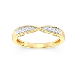 GILDED Lab Grown Diamond 1/10 ct. T.W. and 14K Gold Plating Over Sterling Silver Bypass Stackable Band Ring