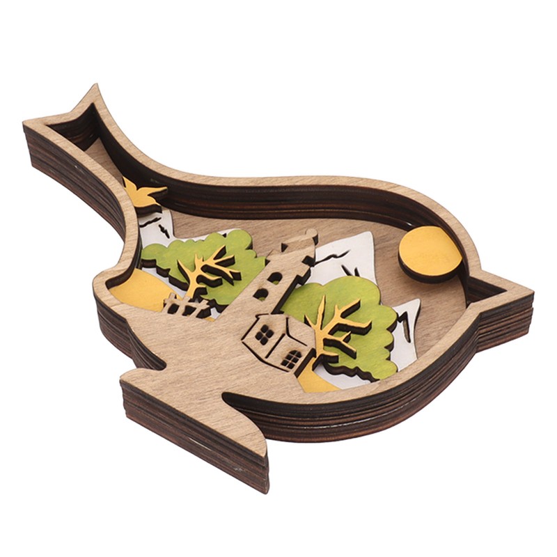 Wooden Bird Statues with Light 3D Hollow Hand Carved Birds