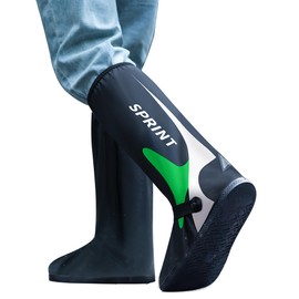 RINJOY Waterproof Shoe Covers with Reflector for Men and Women Reusable Rain boot Covers with Zipper Non-Slip Foldable