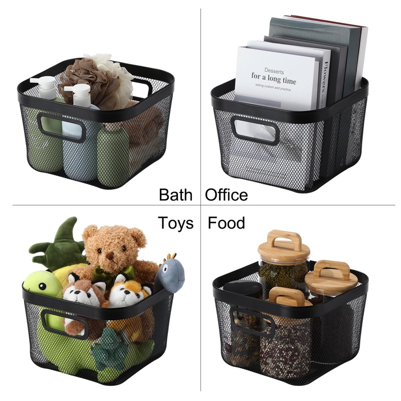 MorningRo 4 Pack Metal Mesh Basket with Hollow Handles 11