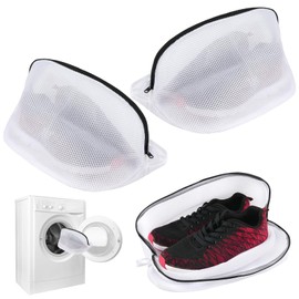 Shoe Washing Machine Bag, 3 Pcs Trainer Washing Machine Bag, Reusable Mesh Laundry Shoe Bags with Durable Zip Closure for Sneakers, Socks, Bras