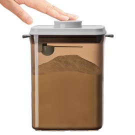 Ankou One-Push Formula Container, 2300ml Formula Dispenser with Scoop and Scraper, Milk Powder Container with Lids, BPA-Free Airtight Food Storage Container 1000g Large Capacity,Dark Brown, Rectangle