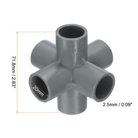 QUARKZMAN 4 Stück 6 Wege PVC Rohrverbindungsstücke 3/4" Ellbogen Rohrverbinder Möbelbauqualität 90-Grad-Rohrkupplung Ellbogenverbindungsstücke für Abwasserrohrinstallationen Garten, Grau