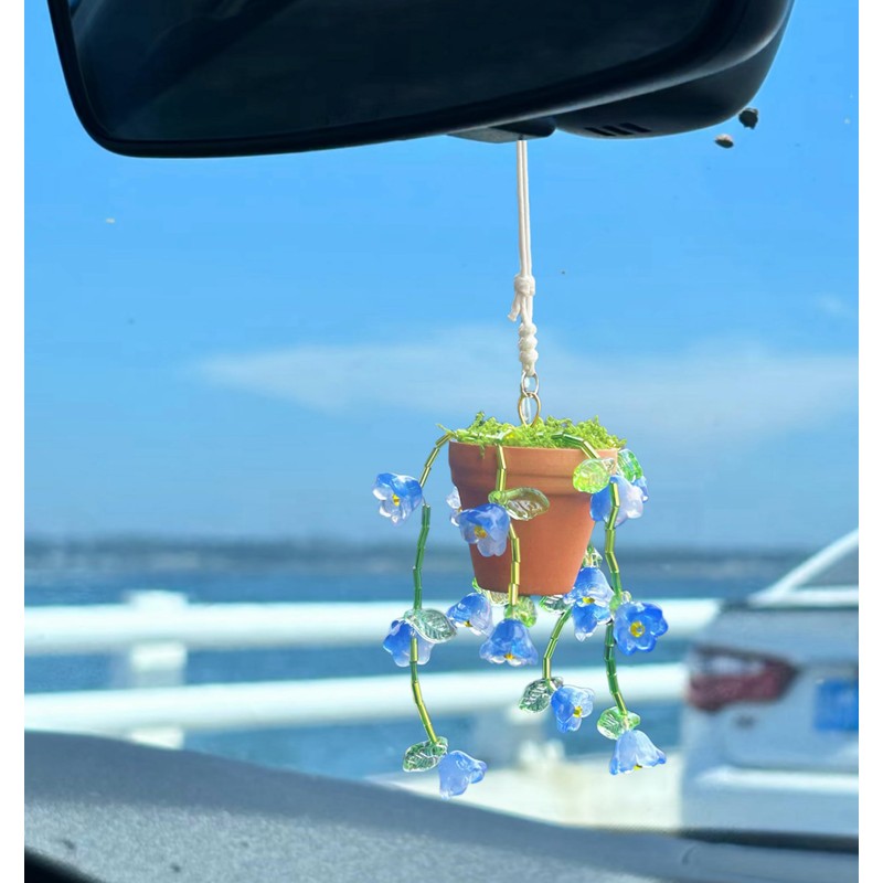 Cute Handmade String of Beads Plant Hanging for Car Accessories,