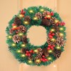 LED Christmas Wreath With Battery Powered String Light Pine Cones