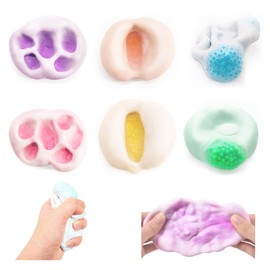 Chicooan 6 Pack Stress Balls for Adults 3 Textures Crunchy Smoothie Squishy Balls for Anxiety and Stress Relief Milky Skin Sensory Balls Squeeze Fidget Toys for Party Favors