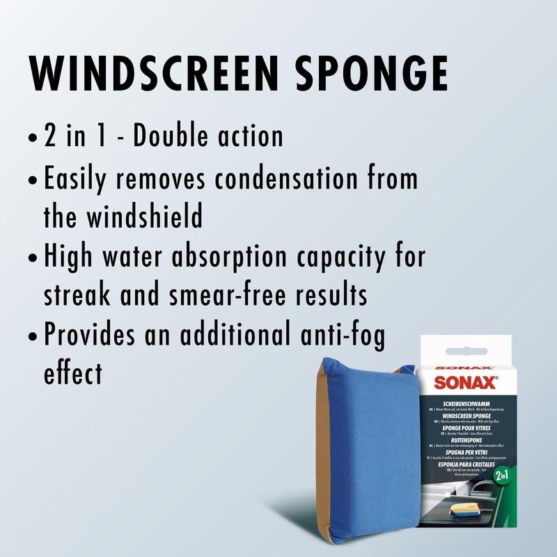 SONAX Windscreen Sponge 417100 | Dual Action Cleaning Sponge for