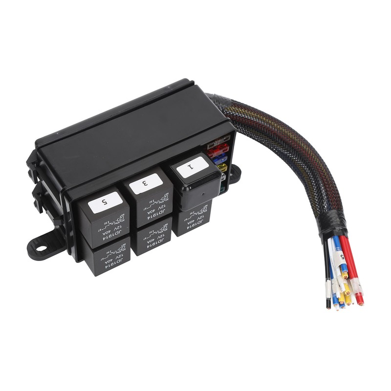 12V Fuse and Relay Box Kit 6Pcs 4 Pin Relays