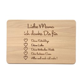 Laser Tattoo – Wooden Breakfast Board with German Engraving "Mama ich Danke Dir", a Great Gift Idea for Mother's Day