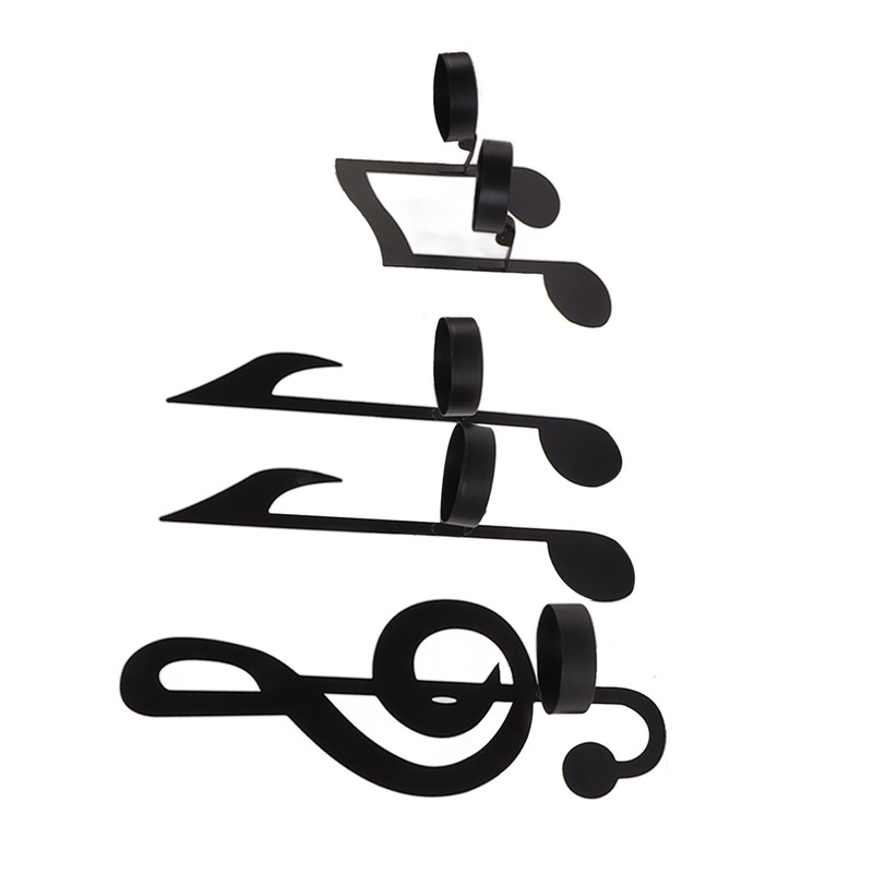 4Pcs Unique Iron Black Music Note Wall Sconce Candle Holder