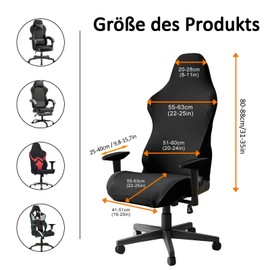CAAGGMM Gaming Chair Cover Set, 4 Pieces Gaming Chair Covers, Washable Gaming Chair Covers, Seat Cover Office Chair Stretchable, Black Office Chair Cover with Armrests Chair Back, Cover for Office