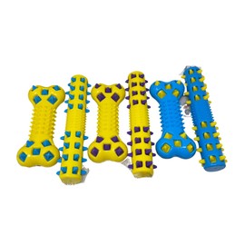 Zvire Spike Squeaky Dog Chew Toys – Tough Double-Layered Bone & Stick for Strong Chewers | Interactive Teething Toys for Dogs | Assorted Colors (Set of 2 – Any 1 Pair)