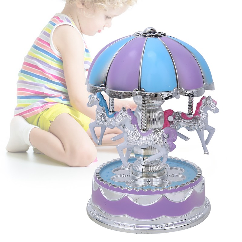 Innovative Children Carousel Birthday Gift Plastic Ornaments Luminous Eight Tone