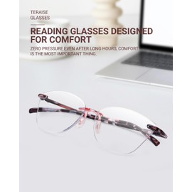 TERAISE Rimless reading glasses for women Comfortable Lightweight Frameless Reader Blue Light Blocking Computer Eyeglasses(1.5X)