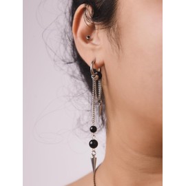 Sacina Goth Silver Spike Hoop Earrings, Chain Earrings, Grunge Earrings, Y2k Earrings, Punk Earrings, Emo Earrings, Gothic Earrings, Christmas Jewelry Gift For Women