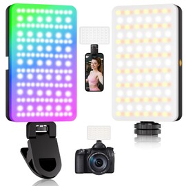 BNEHHOV Selfie Licht RGB, 138 LED Fotolicht 360°Vollfarbiges Videolicht, CRI 95+ 2700-6500K Kamera Licht mit 24 Lichteffekten, Wiederaufladbare Videoleuchte für Telefon, Party, TikTok, Streaming
