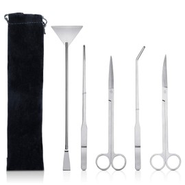 PETTOM Aquascaping Tool Set - Aquatic Plant Tweezer Scissor Substrate Spatula Aquarium Scraper 5 in 1 Stainless Steel Fish Tank Starter Kit & Aquarium Tank Plant Kit