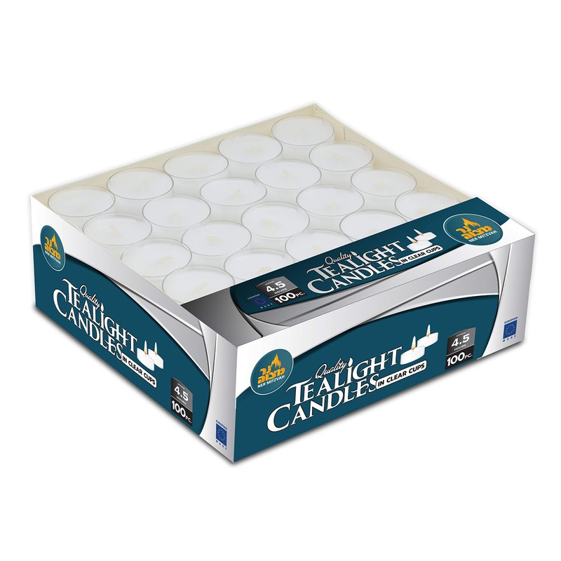 Ner Mitzvah Tea Light Candles - 100 Bulk Pack -