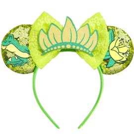 HAMUTH Mouse Ears Headband,Princess Tiana Ears for Women Girls Boys,Princess Tiana Party Decorations for Party Trip Parks CospLay Accessories