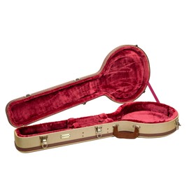 Crossrock Master Series Openback Banjo Case | Classic Fabric Tweed Exterior, Re-Engineered Wooden Shell, Leather Handle & Deep Red Velvet Interior (Fits 11''–12'' Rim)