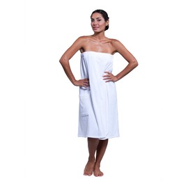 Boca Terry Womens Spa Wrap - 100% Cotton Spa, Shower, Bath and Gym Towel w Snaps, Towel Wrap for Women, White, 6XL