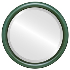 OVALCREST Round Wooden Beveled Wall Mirror for Home Decor, Bathroom, Vanity, Bedroom, Living Room, Hallway - Hunter Green - 26x26 Outside Dimensions