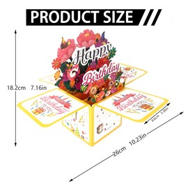 DiiWmme 3D Pop Up Flower Birthday Card for Women, Pink Floral Bouquet Greeting Card for Mum, Daughter, Sister, Wife,Mother's Day,Anniversary (Red)