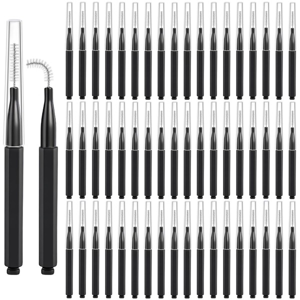 40Pcs Micro Eyebrow Brush with Cap, Brow Lamination Brush Spoolies