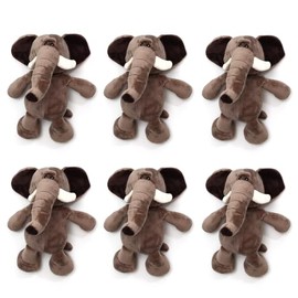 6 Pcs Safari Stuffed Animals Bulk Lion Elephant Monkey Tiger Toy Plush Zoo Animals Junble for Boy Girl Gift Animal Themed Parties Baby Shower Favor(Elephant)