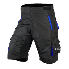 Mens Cycling MTB Shorts Baggy Style Multi Pockets Downhill Mountain Biking Team Bicycle Shorts Free Detachable Padded Liner (UK, Alpha, M, Regular, Regular, Black-Blue)