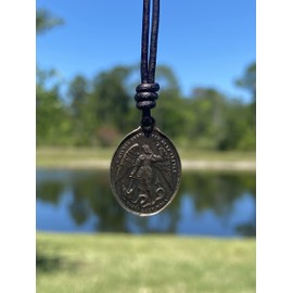 The Archangel St Michael Gold Necklace - Men Protection Pendant, Women Virgin Mary Jewelry, Protect and Bless Us, Religious Charms, Catholic Believes, Silver Mens Accessories, Medallion Gift (Gold)