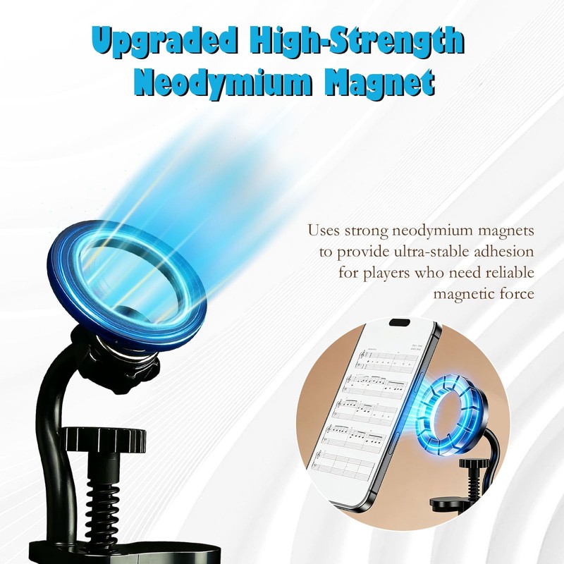 Guitar Phone Holder, Magnetic Guitar Phone Mount with 360° Rotation,