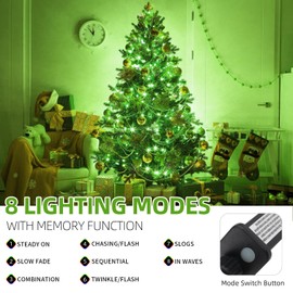 MZD8391 105FT 300LEDs Christmas Lights Outdoor Indoor Tree Lights 8 Modes Memory Function for Christmas Tree Party Decoration (Green)