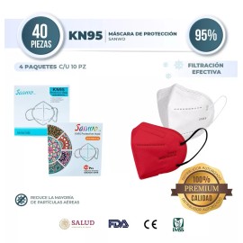 Sanwo Cubreboca Kn95 Sanwo 20 Blanco Y 20 Diseño Color Certificado