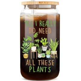 Hanmsen Gardening Gifts for Women,Plant Gifts,16oz Yes I Really Do Need All These Plants Glass Cup with Lids Straws,Cool Birthday Mothers Day Gift for Plant Lovers,Mom,Wife,Gardener