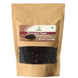 Whole Black Pepper 1.7 oz (50g) with Kraft stand up resealable pouch