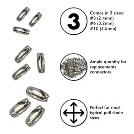 Ball Chain Connector Clasps 300 Pieces Number 3 Connectors Fits 2.4mm Beaded Ball Chain