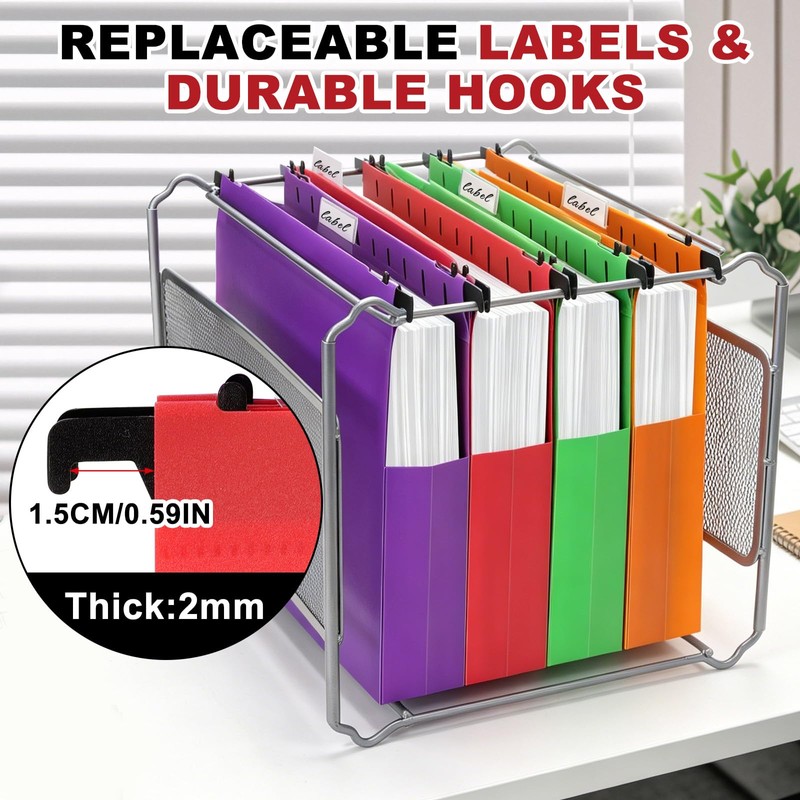 Navona 5 Pack Plastic Hanging File Folders, Letter Size