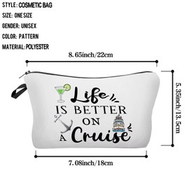Livel lhood Life Is Better On A Cruise Makeup Bag Cute Small Organizer Zipper Pouch Cruise Vacation Cosmetic Bag Birthday Present for Women Friends, hzz18085, Small