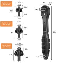 SUNJOYCO 2 In 1 Drill Chuck Ratchet Spanner, 2 PCS Ratchet Drill Chuck Key Wrench Replacement Tools with 6 Strong Magnetic Heads