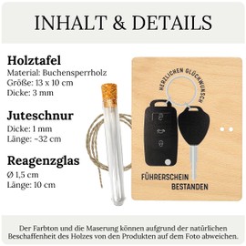 ZUKLA® Verpackung für Geldgeschenke Holz 13 x 10 cm mit Reagenzglas - Führerschein Geschenk - Geldgeschenk Verpackung Holz - Führerschein Gutschein - Handmade