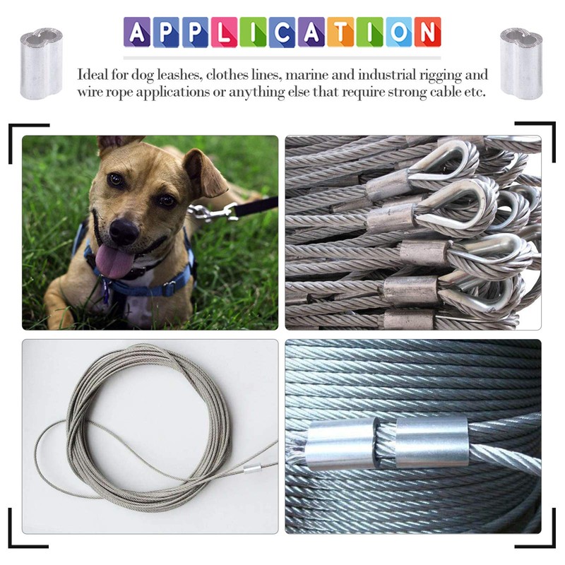 Glarks 150Pcs 1/8''(3mm) Aluminum Crimping Loop Sleeve Wire Rope Sleeves