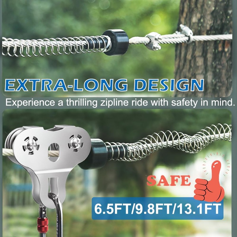 Fologtoo Zipline Spring Brake, 9.8ft Extra Long Heavy Duty Stainless
