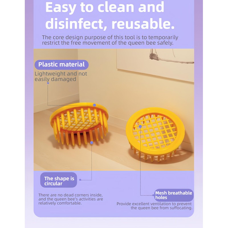 RyanDesign 6-Pack Plastic Queen Bee Cage – Reusable ABS Beekeeping