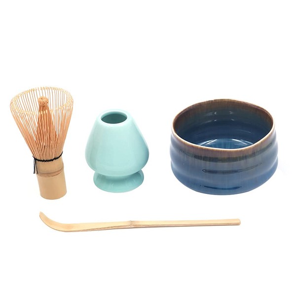 ANCLLO - Set da tè giapponese Matcha, 4 pezzi, frusta/ciotola/supporto/cucchiaio di bambù per cerimonia di tè tradizionale giapponese #3