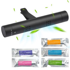 BUYGOO Auto Lufterfrischer Luftreiniger Duftspender Innenraum Aluminium duft für Auto lüftung mit 5 Duftstäbchen effektiv automatisch Verteilung Klimaanlage Geruchsbeseitigung Lüftungsgitter