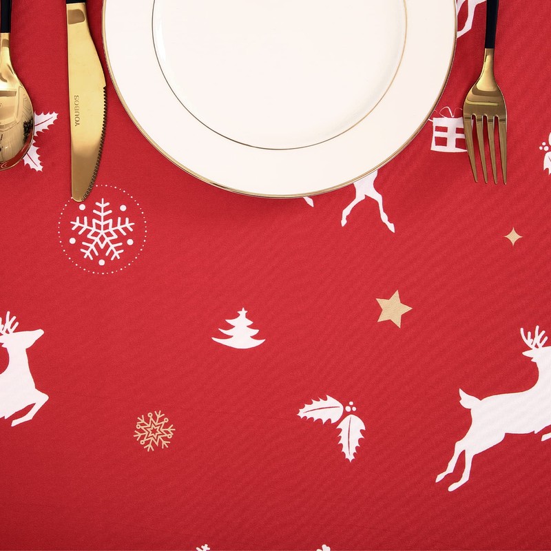 LuxFocus Christmas Tablecloth, 54 x 90 Inch Table Cloths Rectangular,