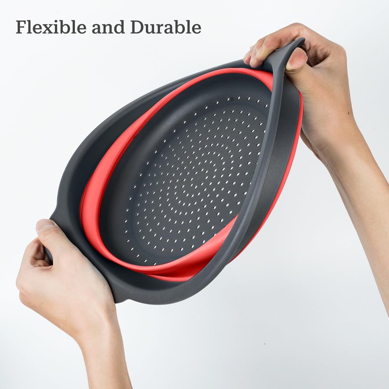 Cluren Collapsible Colander 3-Pack Set Space-Saving Foldable Kitchen Strainer with