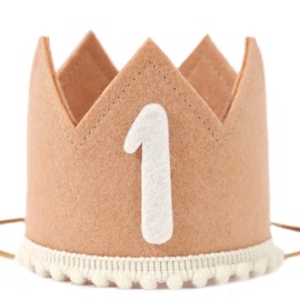 Corona de primer cumpleaños – Sombrero de fiesta y decoración para bebé, café/rosa para niñas y niños